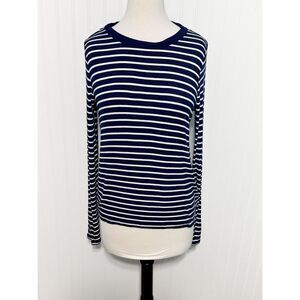 So Women's Striped‎ Crew Neck Pullover Long Sleeve Top Blue White Size Medium